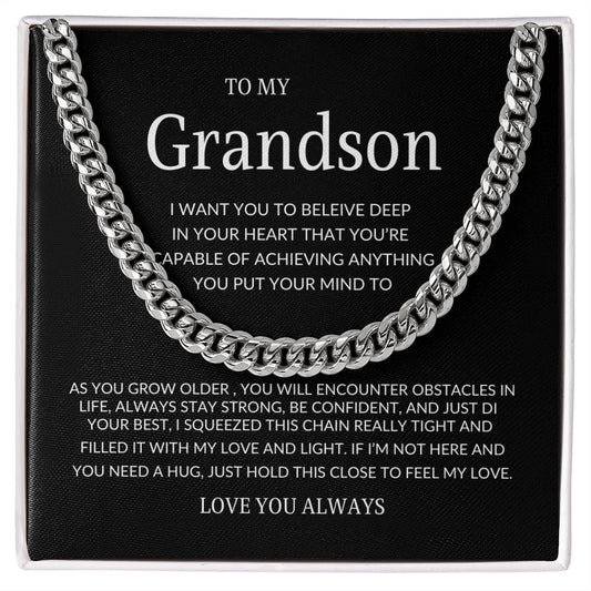 To My Grandson Cuban Chain Necklace